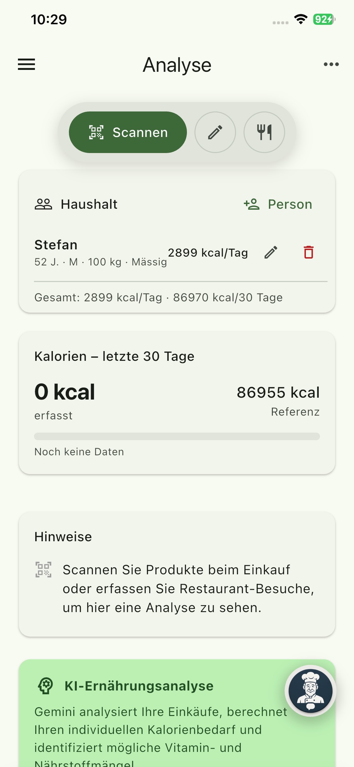 Genuss Planer App: KI-Ernährungsanalyse mit Kalorien und Nährstoffen