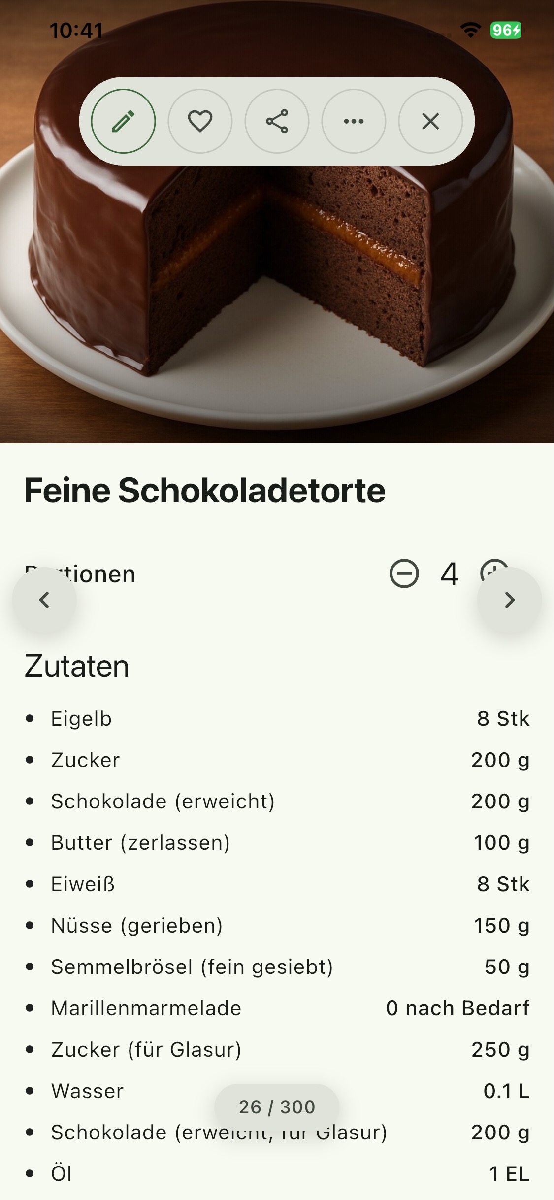 Genuss Planer App: Rezeptdetail mit Zutaten und Zubereitung
