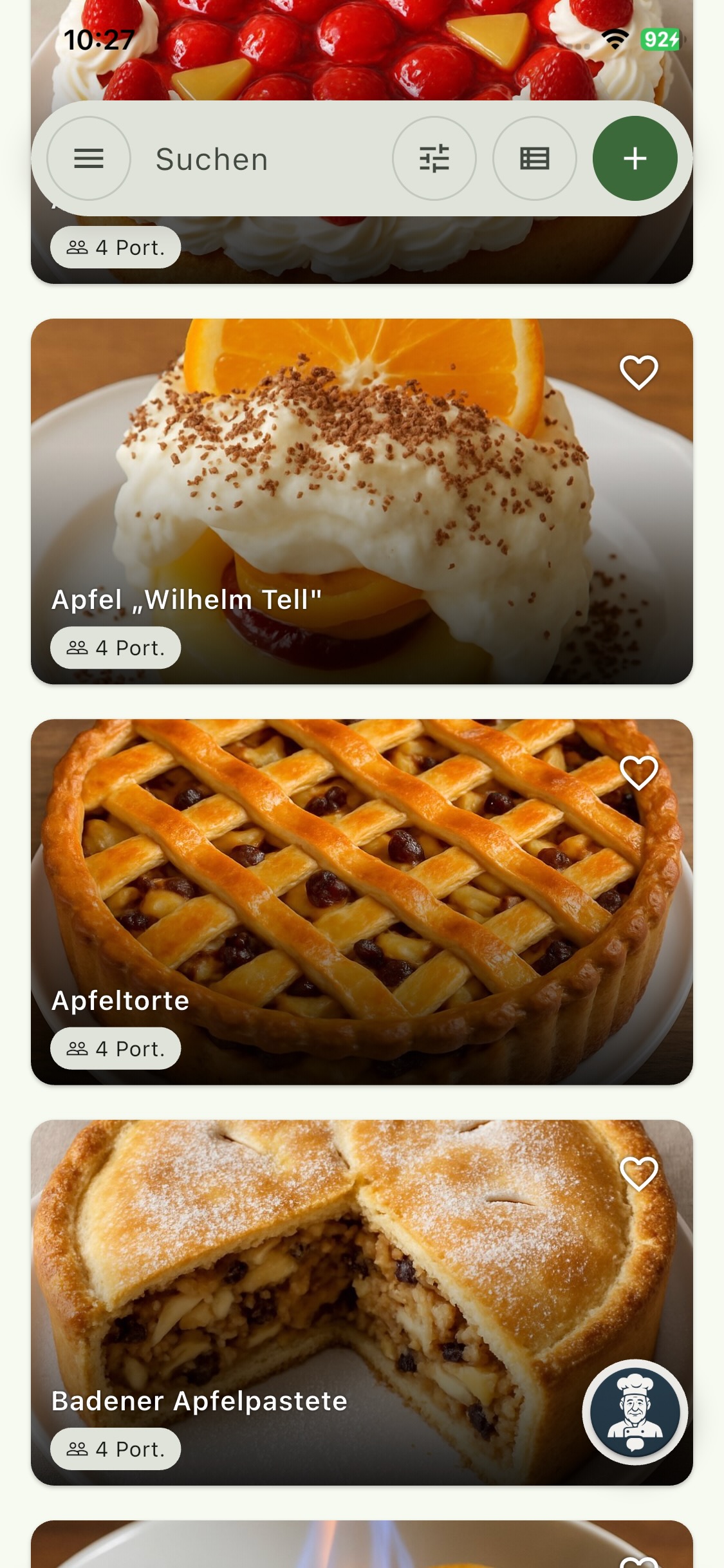 Genuss Planer App: Rezeptsammlung in der Übersicht